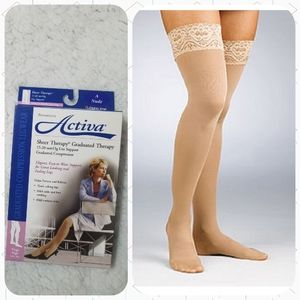 2/$30 Activa Thigh High Lace Top Sheer Therapy Compression Stockings 15-…